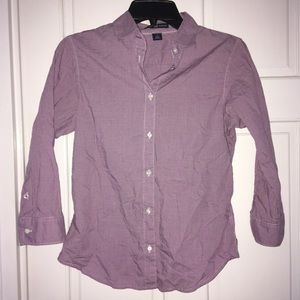 Gap purple/white checkered button down shirt